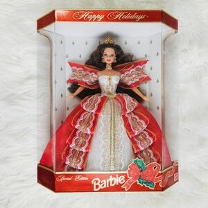 1997 Happy Holidays Barbie Special Edition Brunette NIB 10th Anniversary Mattel